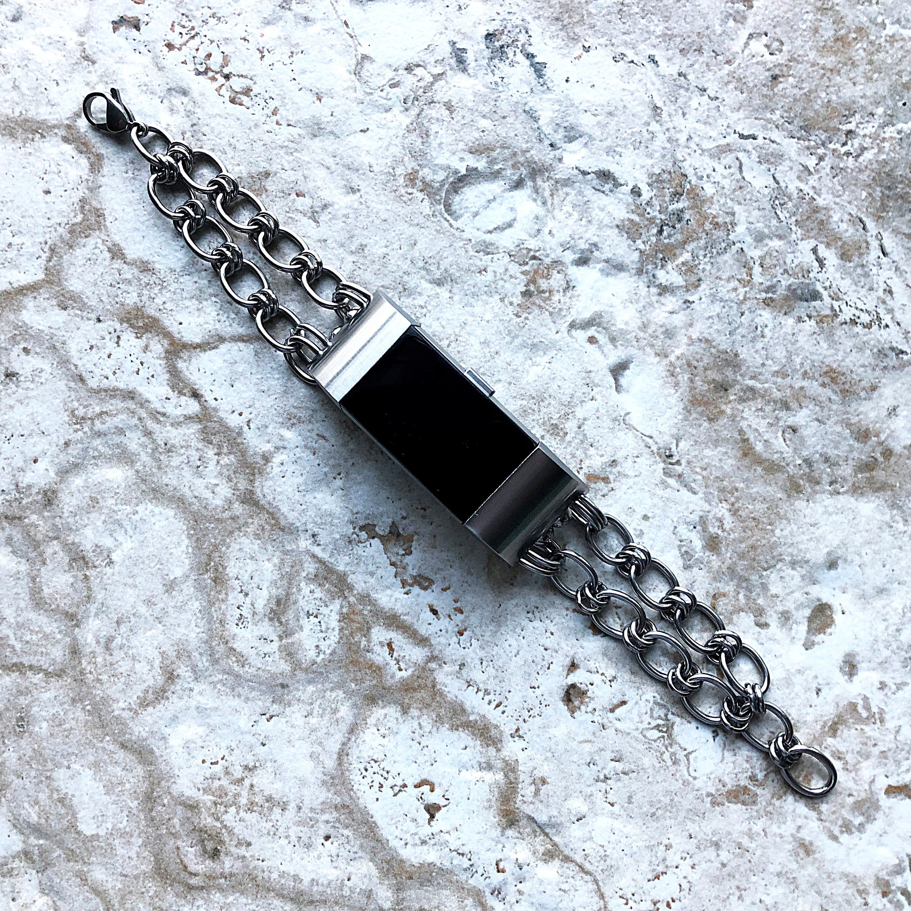 Fitbit Charge 6 5 4 3 2 New Bracelet Chain Link for Fitness Tracker Watch Band Tarnish Resistant Silver Stainless Steel Handmade Jewelry